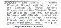Bosket, Thomas - Funeral Notice